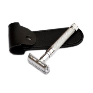 Safety Razor Double Edged Butterfly Chrome with Case