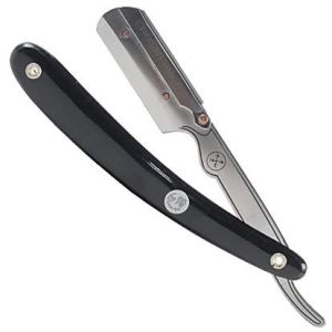 Parker 33R Barber Shavette Razor - Stainless Steel & Black Handle