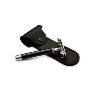 DE Safety Razor DE72 Black & Chrome Short Handle with Case