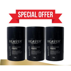 BEAVER Hair Building Fibers (Medium Brown) 3x12g (3 FOR 2)