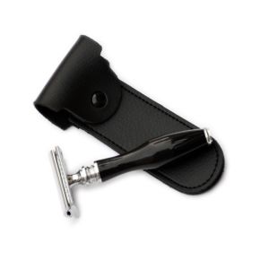 Safety Razor SSBH Double Edged Chrome Head & Black Handle with Case