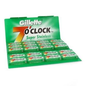 Gillette 7 O'Clock (100 Pack) Green Super Stainless Steel DE Blades