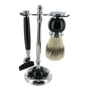 Artamis Shaving Stand Set 3 Piece with Mach3 Razor - Black