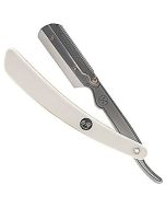 Parker 34R Barber Shavette Razor - Stainless Steel & White Handle