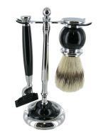 Artamis Shaving Stand Set 3 Piece with Mach3 Razor - Black