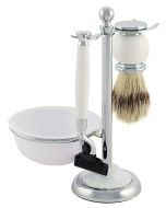 Artamis Shaving Stand Set 4 Piece with Mach 3 Razor -White